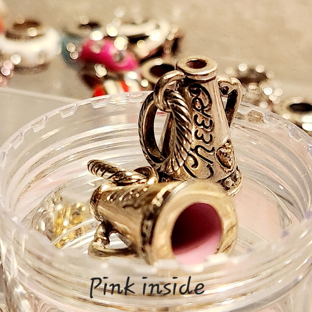 BRIGHTON ABC CHARM "Cheerleader Megaphone in Silver & pink